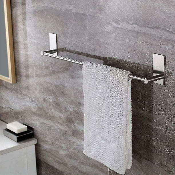 1 toallero de baño autoadhesivo, estante de pared de baño de acero  inoxidable, toallero colgante, colgador adhesivo, estilo contemporáneo, sin  perforación