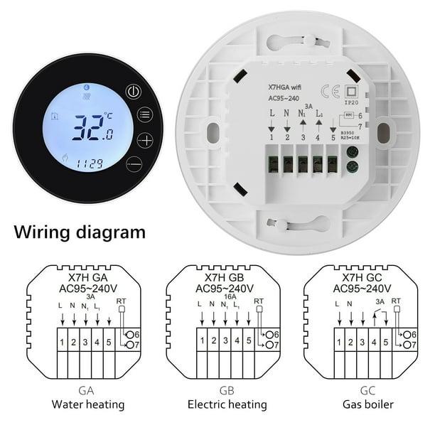  Termostato inteligente WiFi caldera de gas y calefacción  eléctrica, controlador de temperatura del hogar, control de voz, funciona  con la aplicación Google Home Alexa (color: calefacción eléctrica WiFi,  tamaño: 95-240V) 