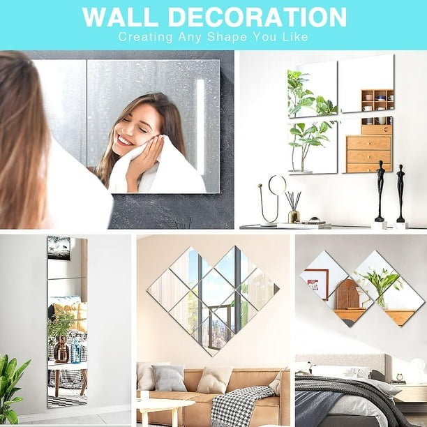 Espejo de pared Vidrio adhesivo Espejo autoadhesivo decorativo rectangular  Decoración del hogar para ShuxiuWang 8390614259300