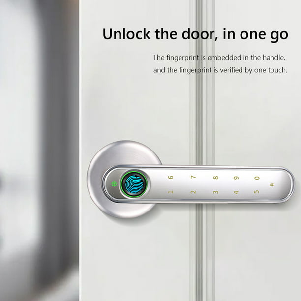 Cerradura inteligente para puerta de entrada sin llave con mango  reversible, teclado de pantalla táctil, cerradura electrónica digital  Bluetooth para