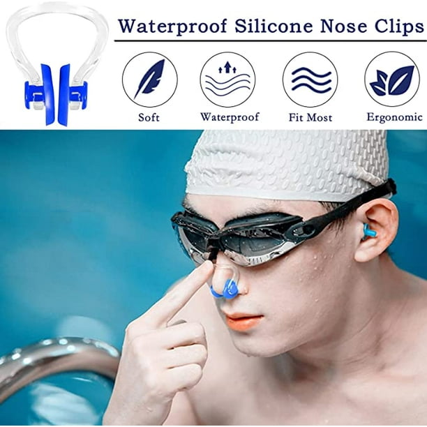 Pinza nasal para nadador, 6 piezas de pinza nasal para nadador de silicona  con caja, adecuada para a Rojo Verde