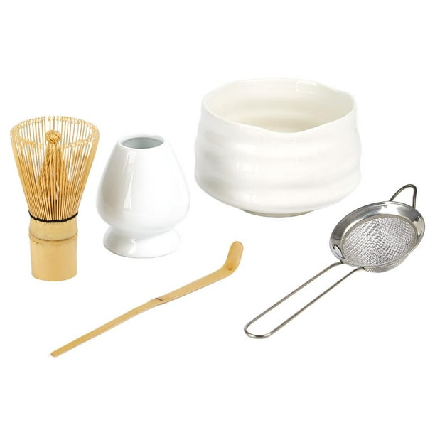 de acero inoxidable de 5 uds, de bambú tradicional (Chashaku), soporte de  de cerámica, juego de Matcha para del té japonés Cuenco C Sunnimix Soporte  para batidor Matcha