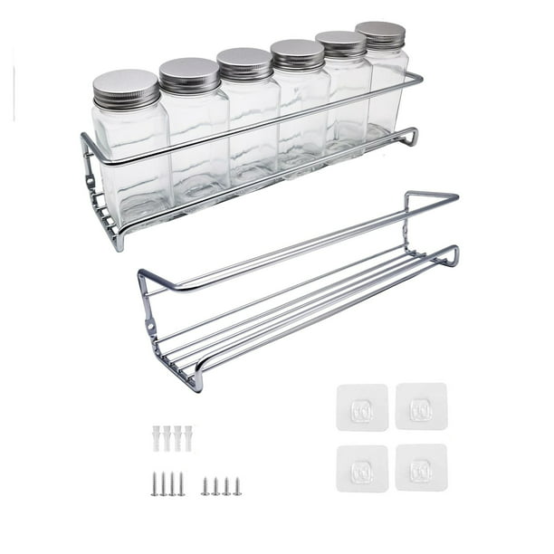 Estante de especias de 3 niveles con soporte para tabla de cortar, no  requiere montaje, organizador de especias de metal, organizador de  condimentos