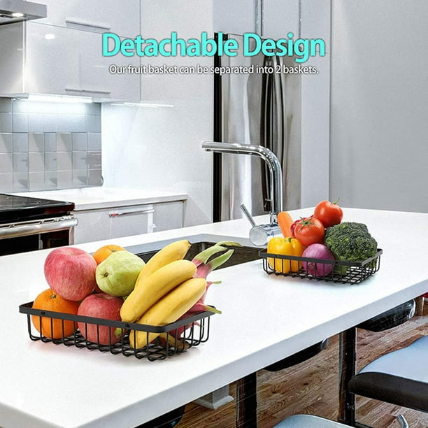 Cesta de frutas de 2 niveles, cesta de frutas y verduras para encimera de  cocina, soporte de almacenamiento de frutas de metal, organizador para pan