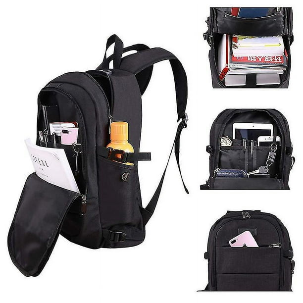 Mochila para laptop para hombre, bolsa acolchada resistente al agua de 15.6  pulgadas con puerto de carga USB para viajes de negocios, trabajo, mochila