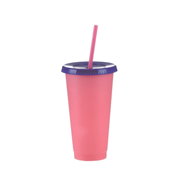 Tazas de agua de plástico que cambia de color de temperatura taza de paja  bebida fría taza de café para niños adultos 5 piezas tholdsy HA003525-00