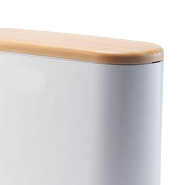 Cubo de basura Cubo de basura Tipo de empuje a prueba de humedad  Impermeable con e sello de madera Cubo de basura estrecho Papelera para baño,  10L BLESIY bote de basura de