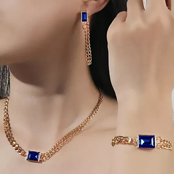Bisutería collares de Joyería de piedras de cristal de la mujer accesorios  de cristal azul Collar de Piedras Preciosas Joyas de oro y plata para la  Mujer - China Collar de joyas