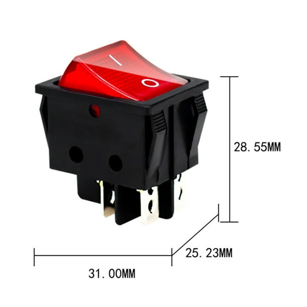 Interruptor basculante Interruptor de encendido 2 niveles 4 pines con luz  10A AC125-250V (rojo) Likrtyny Libre de BPA