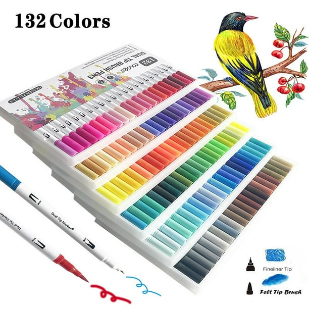 50 marcadores de pincel de colores pastel para libros de colorear para  adultos, marcadores de doble punta para arte, marcadores de punta fina y  juego