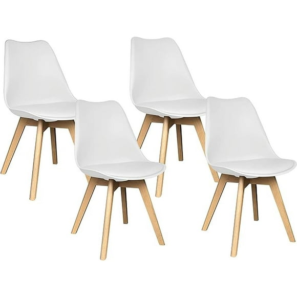 set 4 sillas eames acolchadas silla comedor patas de madera blanco big room hjshkt000400