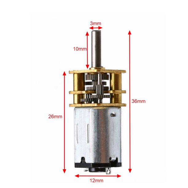 Motor de engranajes de 12V 36MM, Mini motor de reducción de velocidad sin  escobillas, Motor eléctrico de alto par, Caja de cambios de eje de salida