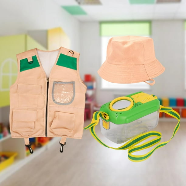 3 piezas de juguetes para niños, kits de explorador, disfraz de explorador  para niños, chaleco de carga y sombrero, campamento educativo y kits de  Sunnimix Chaleco de carga