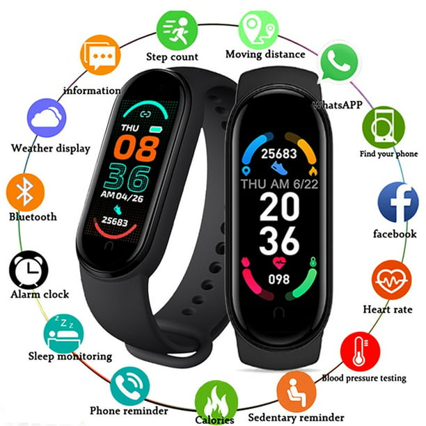 Reloj inteligente M6 para hombres y mujeres, pulsera de Fitness, Monitor de  ritmo cardíaco, reloj inteligente deportivo resistente al agua para Xiaomi  IPhone Android Inevent EL004239-02B