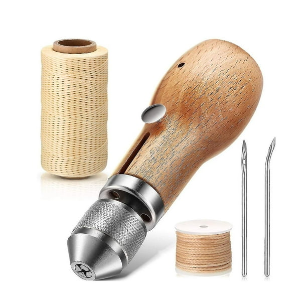  50 piezas de herramientas de trabajo de cuero y suministros con  caja de herramientas de extremo punción de cuero biselador cuerdas de cera  agujas perfectas para coser punzonado, corte de costura