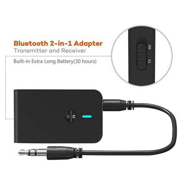 Adaptador Bluetooth 2 en 1 Transmisor del receptor de audio Bluetooth para  el coche TV Auriculares PC