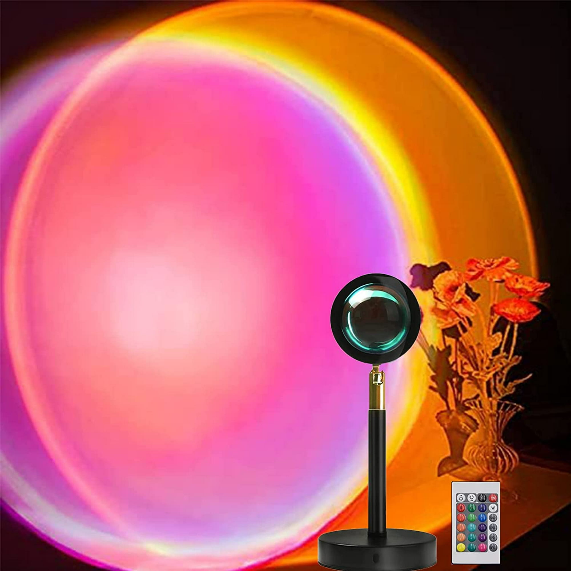 Lampara led luz de ambiente proyecta atardecer con control 16 colores.