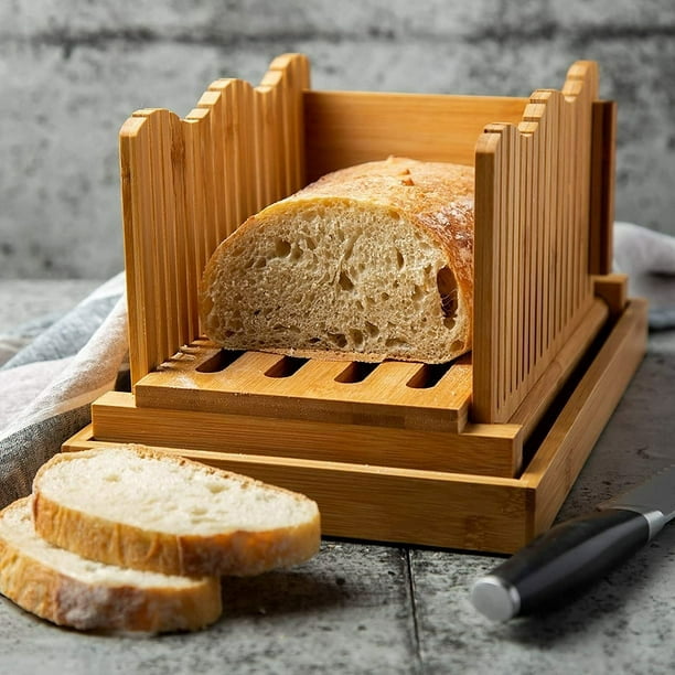 Cortadora de pan para pan casero – Tabla de cortar pan de madera con  soporte para migajas – Cortador de pan plegable y compacto – Rebanadas  finas o gruesas oso de fresa
