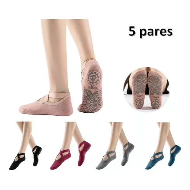 Calcetines antideslizantes para yoga y pilates con correas, calcetines de  estudio para pilates, yoga, ballet, 3 pares -  México