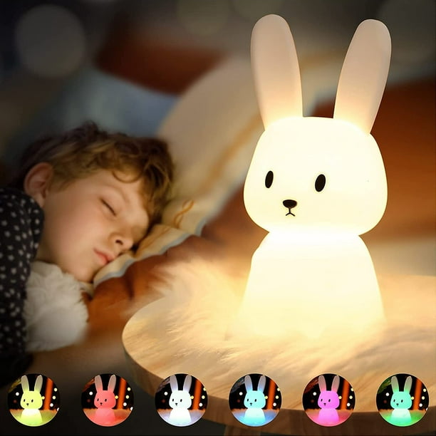Luz de noche de conejo para el hogar, luz nocturna para niños