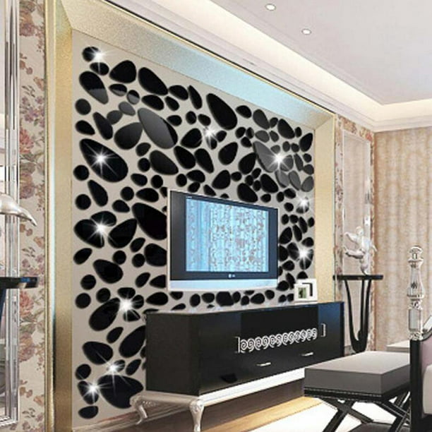 Adhesivo de pared con espejo de flores 3D para sala de estar, dormitorio,  sofá, telón de fondo, fondo de pared, murales de pared, decoración de pared