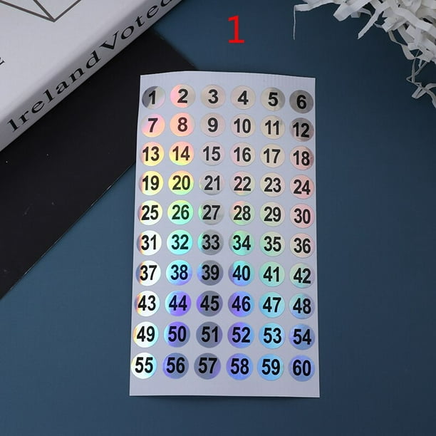 Etiquetas adhesivas de números, pegatinas de números de 1-50