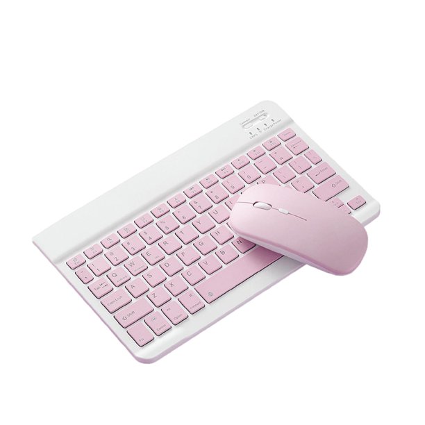 Conjunto de Teclado y Ratón Bluetooth de 2,4GHz para Tablet, de color Rosa,  10 pulgadas de Jinwen