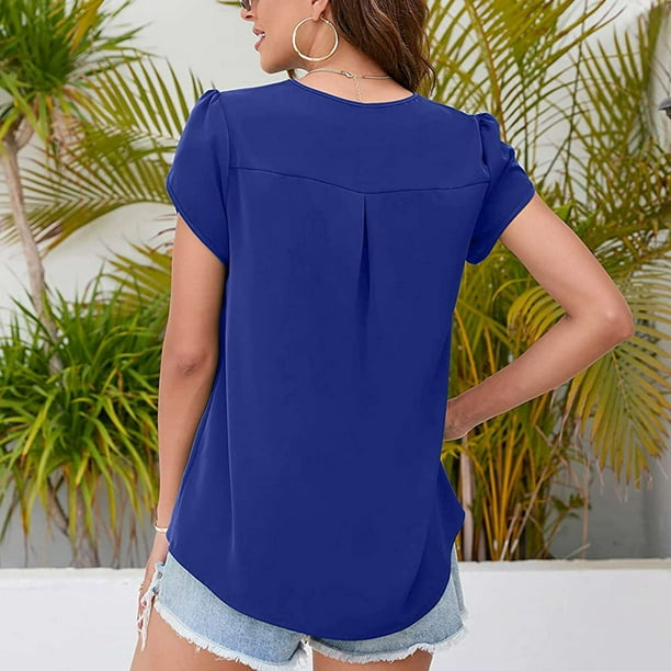 Blusas sueltas casuales de mujer de color puro la moda cómodas y ligeras para vacaciones de verano ANGGREK Otros | Walmart en línea