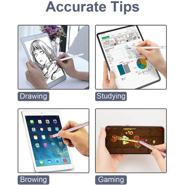Lápiz óptico para pantallas táctiles, lápiz capacitivo para iPad con punta  fina y tapa magnética, compatible con iPad, iPhone, Android, tableta y