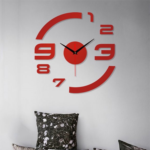 1pc Marco Sin Marco 3d Diy Reloj Pared, Espejo Superficie Reloj