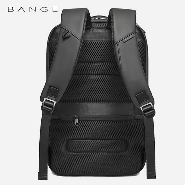 BANGE Mochila antirrobo con puerto de carga USB, mochila de negocios ligera  para hombres y mujeres.., negro (cuero), Computadora portátil