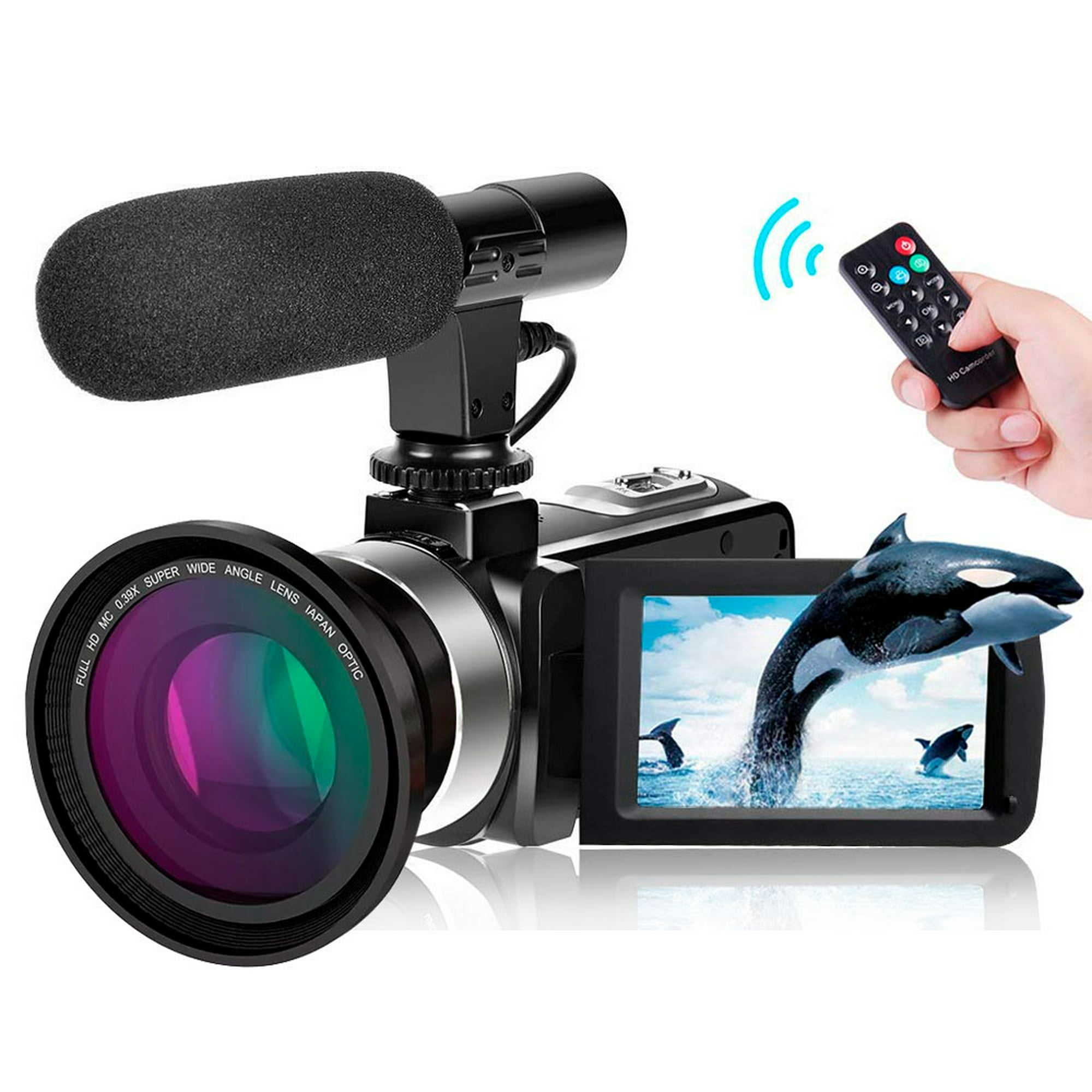 Videocámara con micrófono, cámara grabadora de video HD 4K con visión  nocturna IR para videocámara para niños  con pantalla táctil de 3