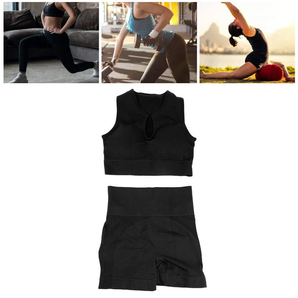 Traje de ropa de yoga para mujer, 2 piezas de ropa de yoga para mujer,  conjuntos de entrenamiento para mujer, trajes de yoga compactos y ligeros