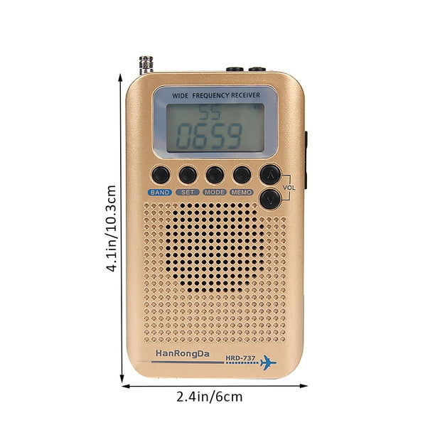 Escáneres de receptor de radio multibanda, de mano, bandas de frecuencia:  AIR FM AM CB SW VHF Batería recargable recargable Radio de viaje portátil