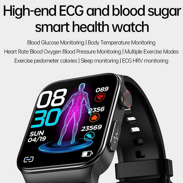 ABPWO Reloj Medidor Glucosa En Sangre Hombre Mujer ECG Smartwatch
