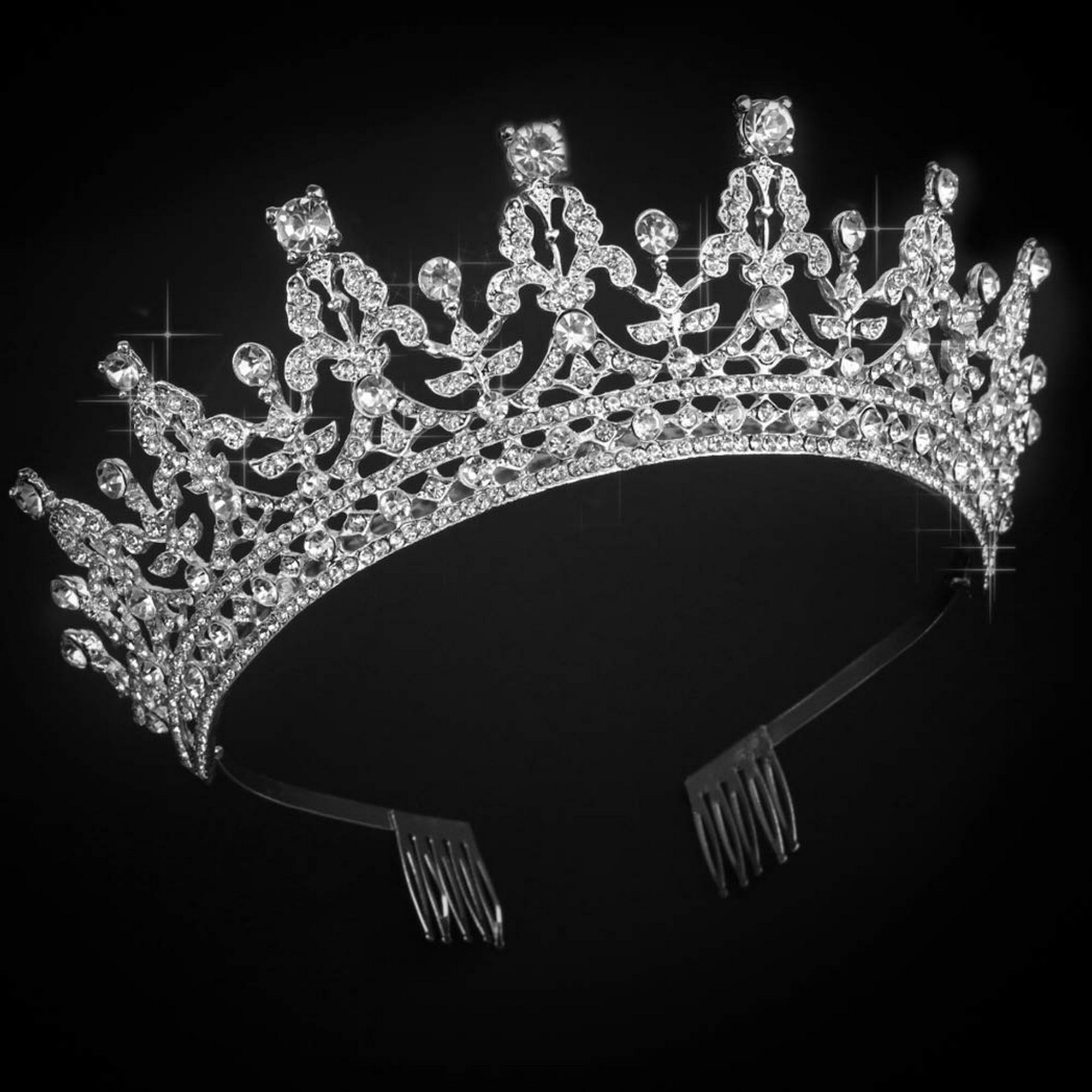 4 piezas de diadema de princesa para niña, diadema de cristal con perlas de  vid, novia, dama de honor, diadema de flores y diamantes de imitación