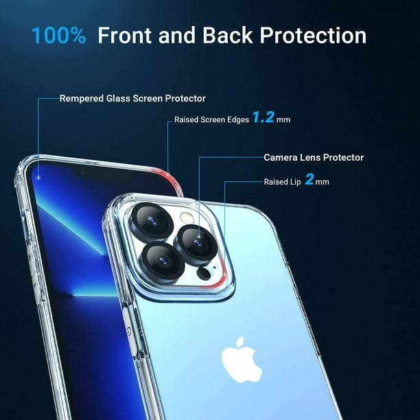 Funda transparente 3 en 1 para iPhone 12 Pro marco azul cubierta