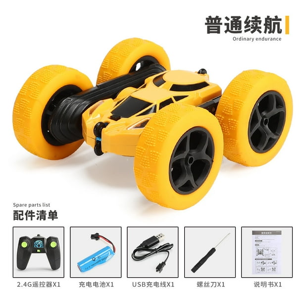 Coche teledirigido para niños, doble cara, rotación de 360°, 2,4 GHz, 5  ruedas, vehículos acrobáticos RC para niños mayores de 8 años, color negro  Ticfox