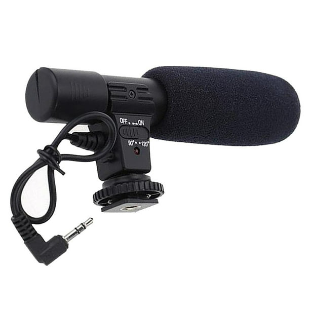 Micrófono de condensador de cámara DSLR estéreo Mic 3,5 mm Conector de 90  gra para transmisión de noticias, grabación de video, fotografía Soledad