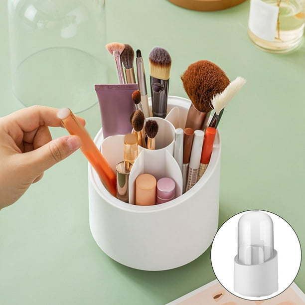 Taza de acrílico transparente para lápices, organizador de brochas de  maquillaje, tapa abatible, soporte para brochas de maquillaje a prueba de  polvo