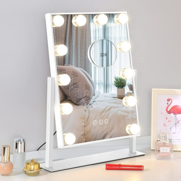 Espejo de tocador con luces, espejo de maquillaje con luces, 3 modos de  iluminación de color, contro Ofspeizc CZMR-ST43