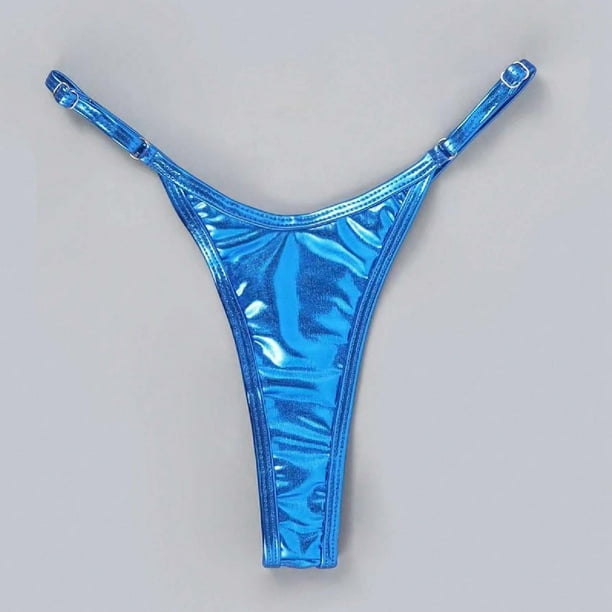 Gibobby Pantalones cortos de baño Bañador triangular para mujer, bañador  sexy de color sólido, tanga para mujer(Azul,G)