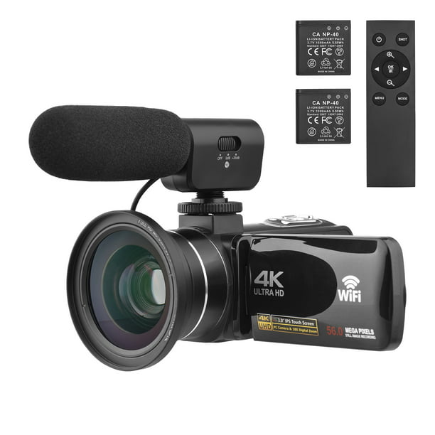 Cámara de video 4K, videocámara 48MP Ultra HD WiFi Vlogging Cámara para   18X Zoom 3.0 Pantalla táctil Cámara digital con micrófono