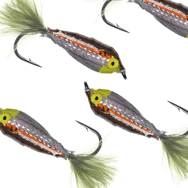 Señuelos de pesca duros Agua salada Bass Trucha Perch Chub con conjunto de  plumas Jig Lure Fly 4 piezas C Zulema Pesca Bass Pike Moscas