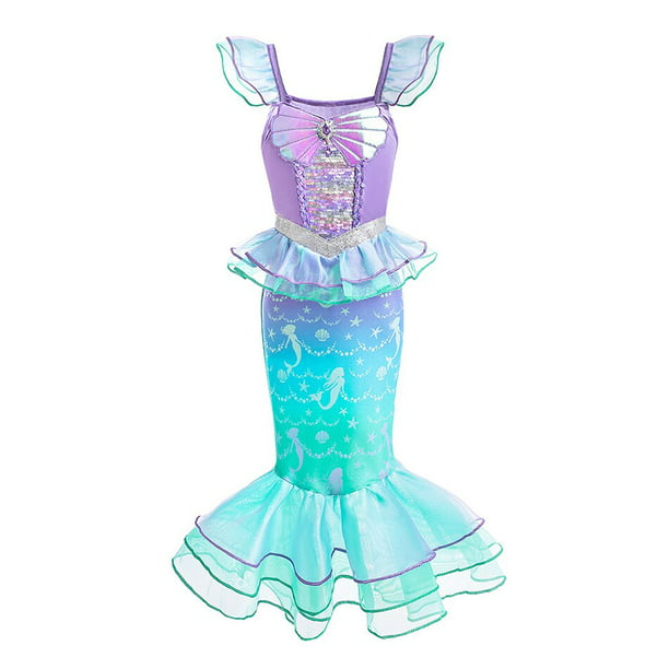 Disfraz de la Sirenita Ariel para niña, vestido de princesa para Cosplay,  Halloween, Carnaval, cumpleaños, ropa de fiesta Fivean unisex
