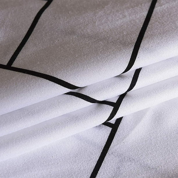 Funda nórdica geométrica en blanco y negro de 220x240 cm - Juego de cama  doble con funda nórdica con cierre de cremallera y 2 fundas de almohada de  65x65 cm (hy)