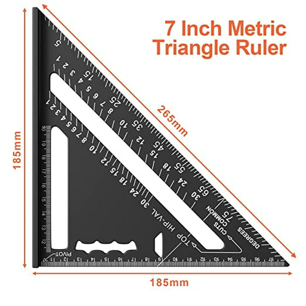 Escuadra de carpintero de 180 mm, regla de aluminio, 45 escuadras de  carpintero triangulares gruesas de 90 grados, herramientas de medición de  alta