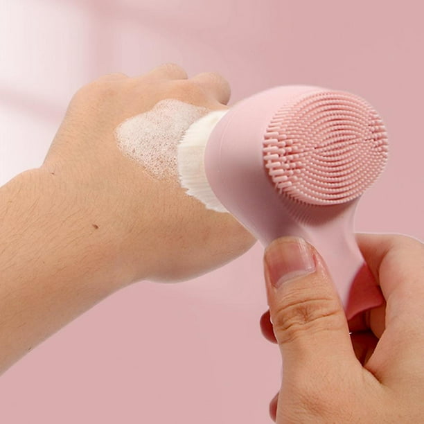 1 cepillo facial 2 en 1, cepillo exfoliante de limpieza facial manual de  mano con cerdas suaves ultrafinas para limpieza profunda de poros de  silicona