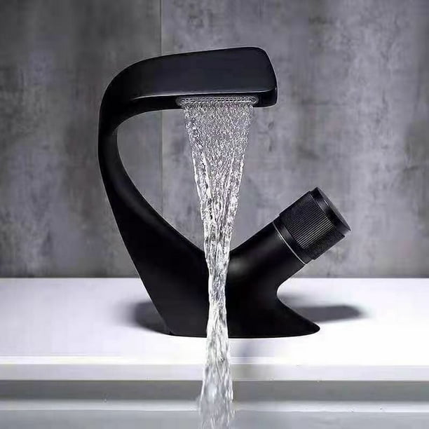 Robinet de lavabo monotrou cascade, robinet d'évier de salle de bain en  laiton, robinet d