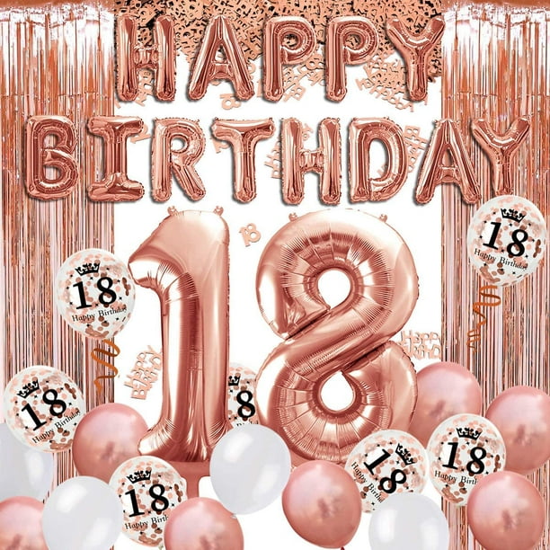 Decoraciones de fiesta de cumpleaños número 18, globos de feliz